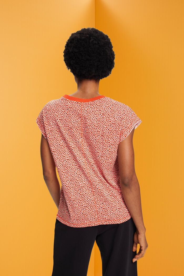 Sleeveless T-shirt with all-over floral pattern, ORANGE RED, detail image number 3