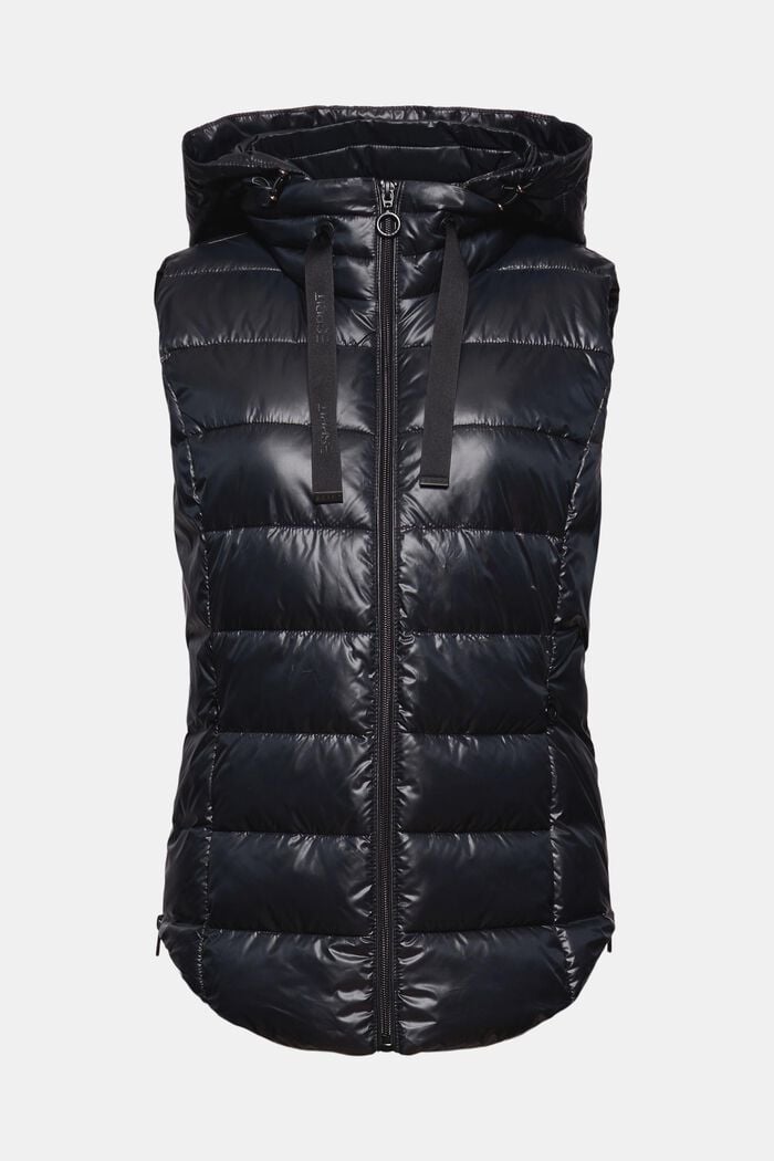 Made of recycled yarn: Body warmer with a detachable hood, BLACK, detail image number 6