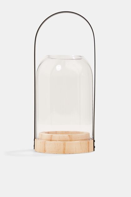 Glass storm lantern with a metal arch, 28 cm high