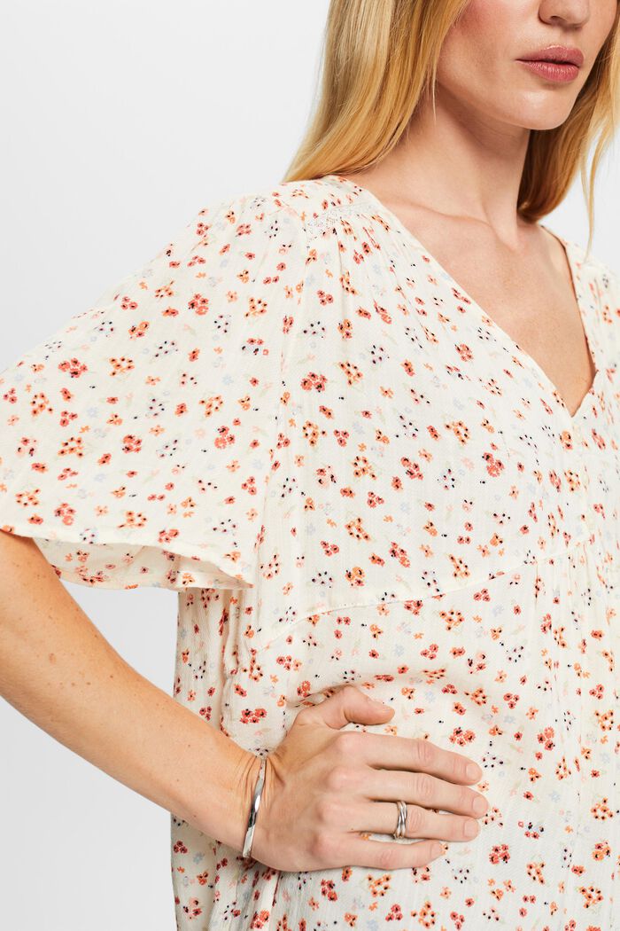 Patterned short sleeve blouse, cotton blend, WHITE, detail image number 2