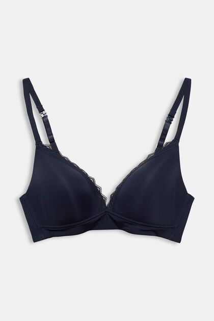 Padded, non-wired soft bra, NAVY, overview