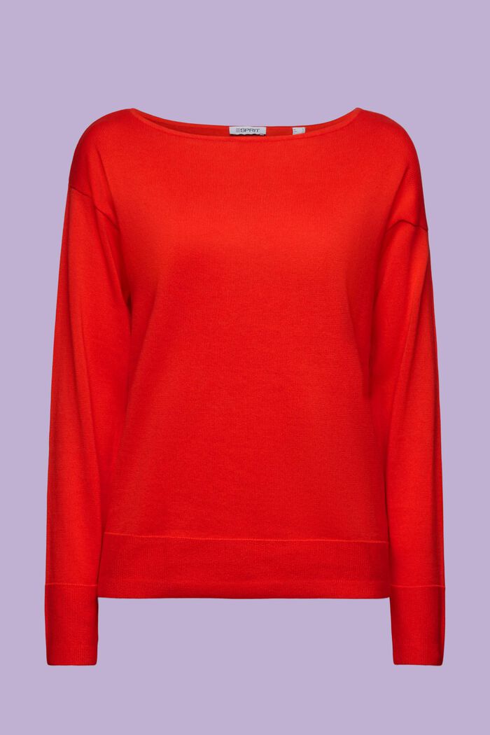 Boatneck Sweater, RED, detail image number 5
