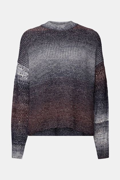 Gradient Open-Knit Mockneck Sweater
