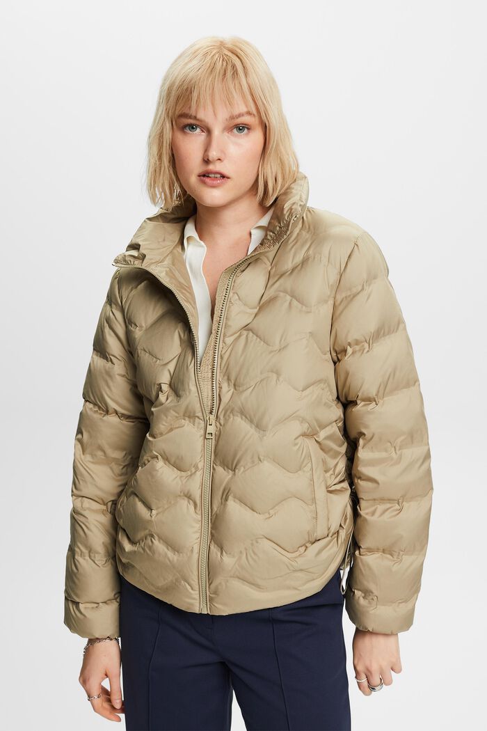 Recycled: quilted puffer jacket, KHAKI BEIGE, detail image number 0
