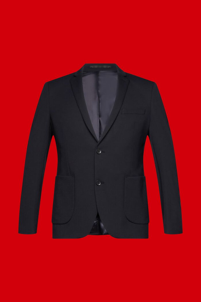 Single-breasted piqué jersey blazer, BLACK, detail image number 5