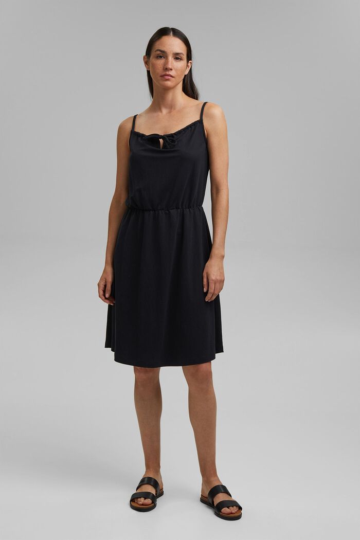 Jersey dress with LENZING™ ECOVERO™, BLACK, detail image number 1