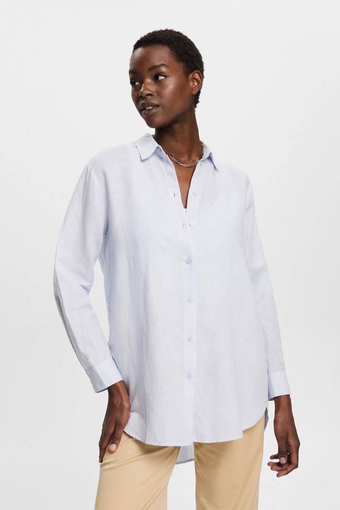 Linen-Cotton Shirt, LIGHT BLUE, detail image number 0