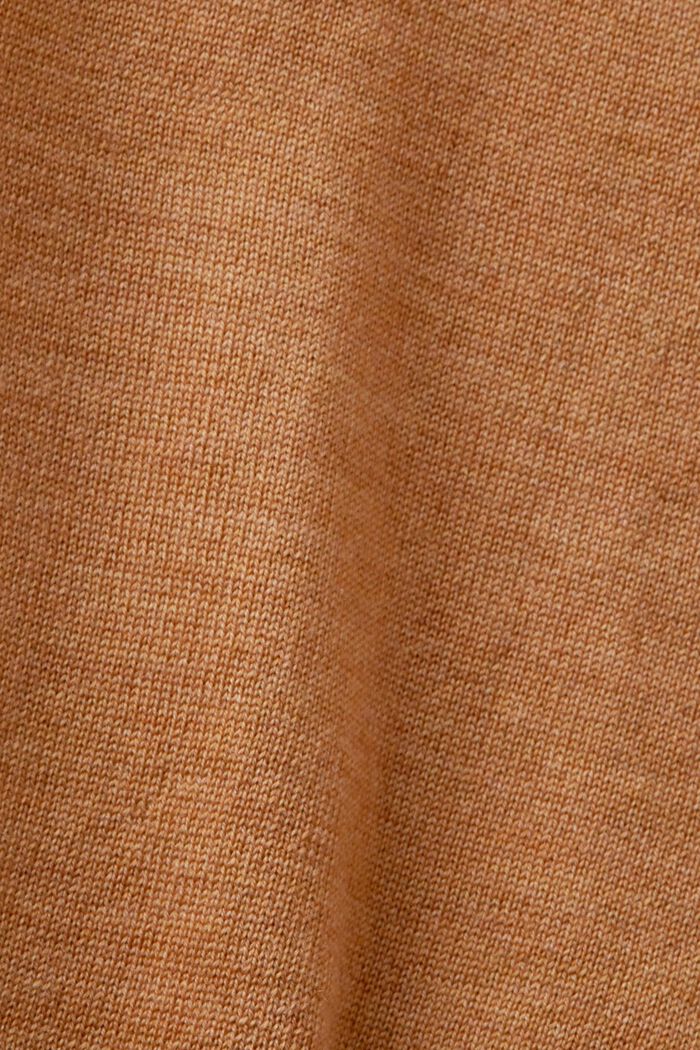 Oversized Wool Turtleneck Sweater, CARAMEL, detail image number 5