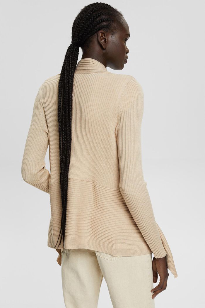 Recycled: open-front ribbed cardigan, SAND, detail image number 3