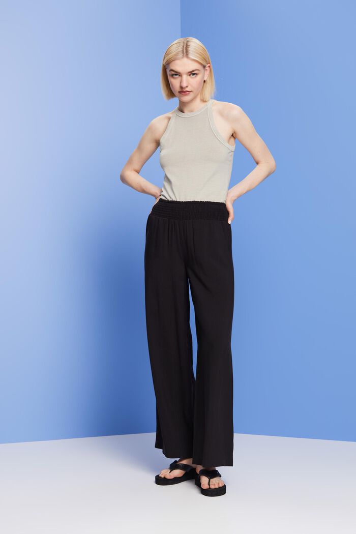 Wide leg pull-on trousers, BLACK, detail image number 5