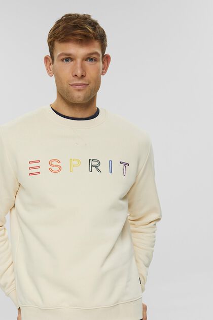 Recycled: sweatshirt with logo embroidery, CREAM BEIGE, overview