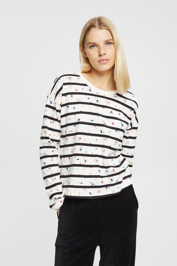 Long sleeve top with stripe and flower print