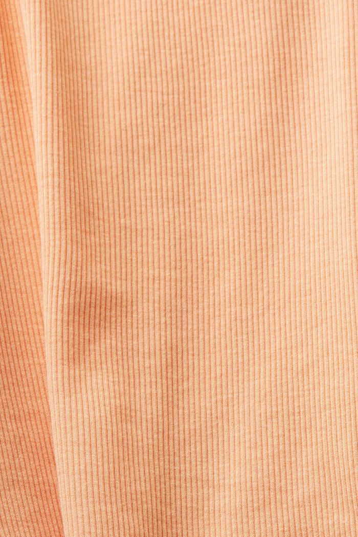 Lace Rib-Knit Jersey Top, PASTEL ORANGE, detail image number 4