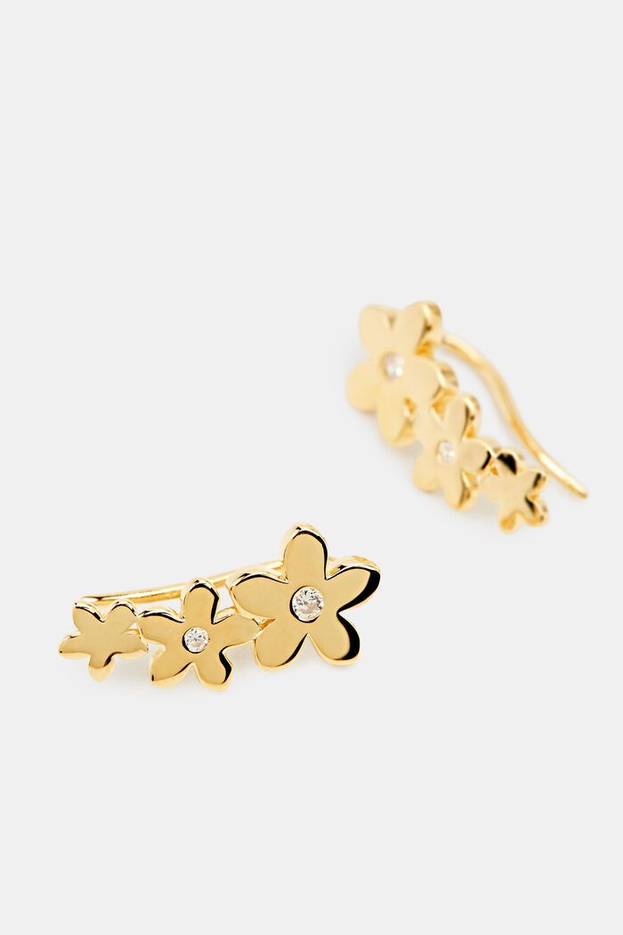 Ear climbers with zirconia, sterling silver, GOLD, detail image number 1