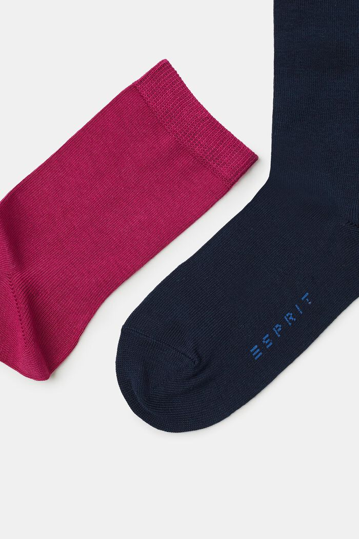 Five pack of plain-coloured socks, PINK/BLUE COLORWAY, detail image number 1