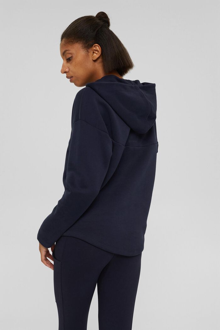 Sweatshirt hoodie, organic cotton blend, NAVY, detail image number 3