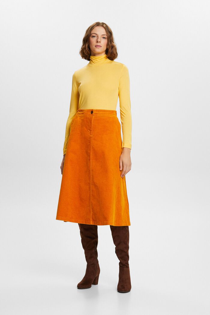 Corduroy Midi Skirt, HONEY YELLOW, detail image number 5