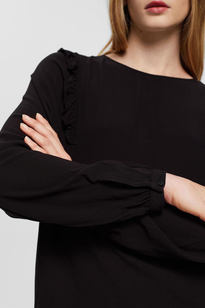 Blouse with ruffle effect, BLACK, detail image number 2