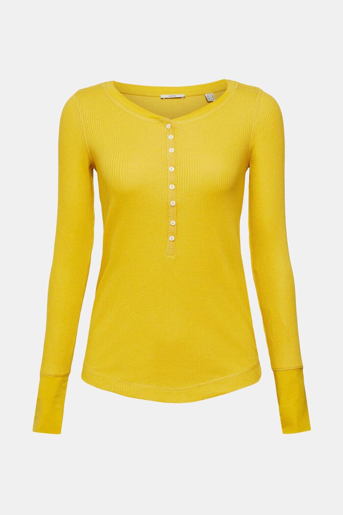 Long sleeve henley top, DUSTY YELLOW, detail image number 2