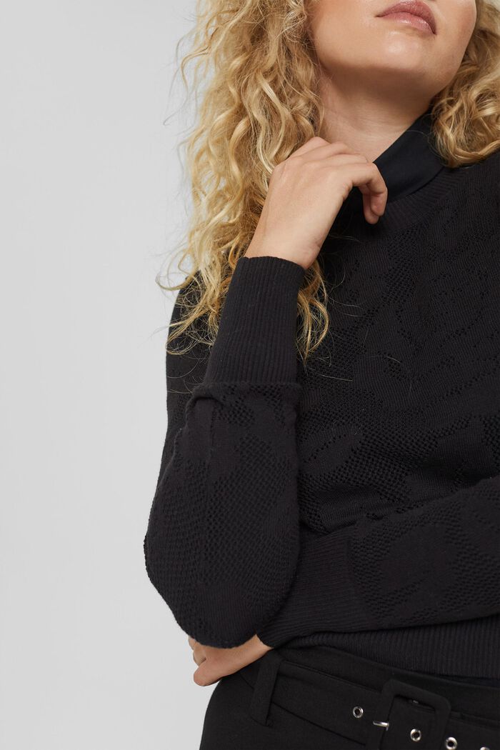 Jumper in openwork knit fabric, BLACK, detail image number 0