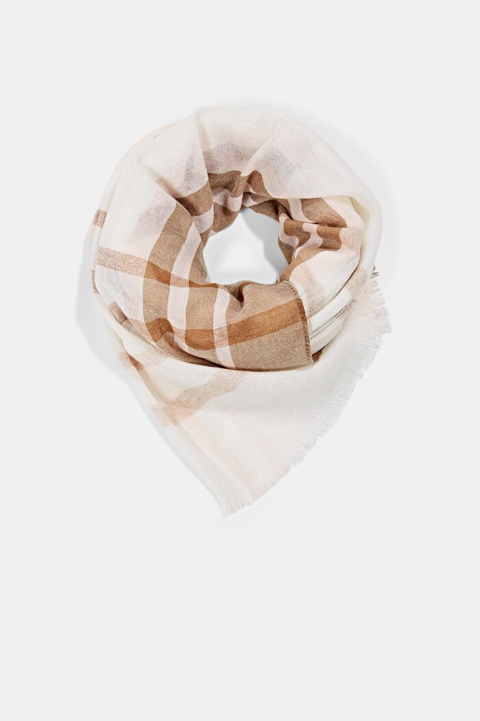 Check scarf in a wool blend, NUDE, detail image number 0