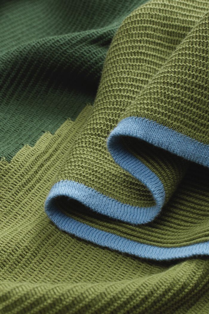 Textured knit plaid, 100% cotton, GREEN, detail image number 1