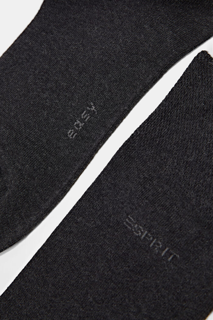 Double pack of socks with soft cuffs, blended organic cotton, ANTHRACITE MELANGE, detail image number 1