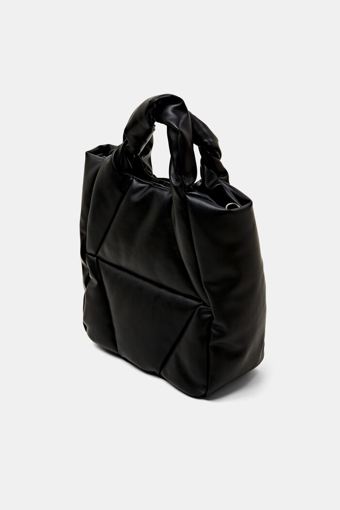 Faux Leather Puffer Tote Bag, BLACK, detail image number 2