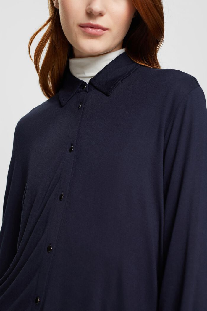 Jersey blouse, LENZING™ ECOVERO™, NAVY, detail image number 0