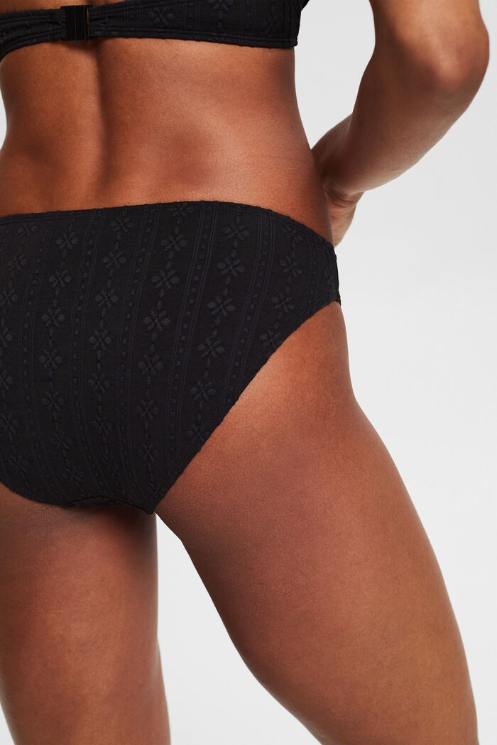 Bikini bottoms with a textured pattern, BLACK, detail image number 3