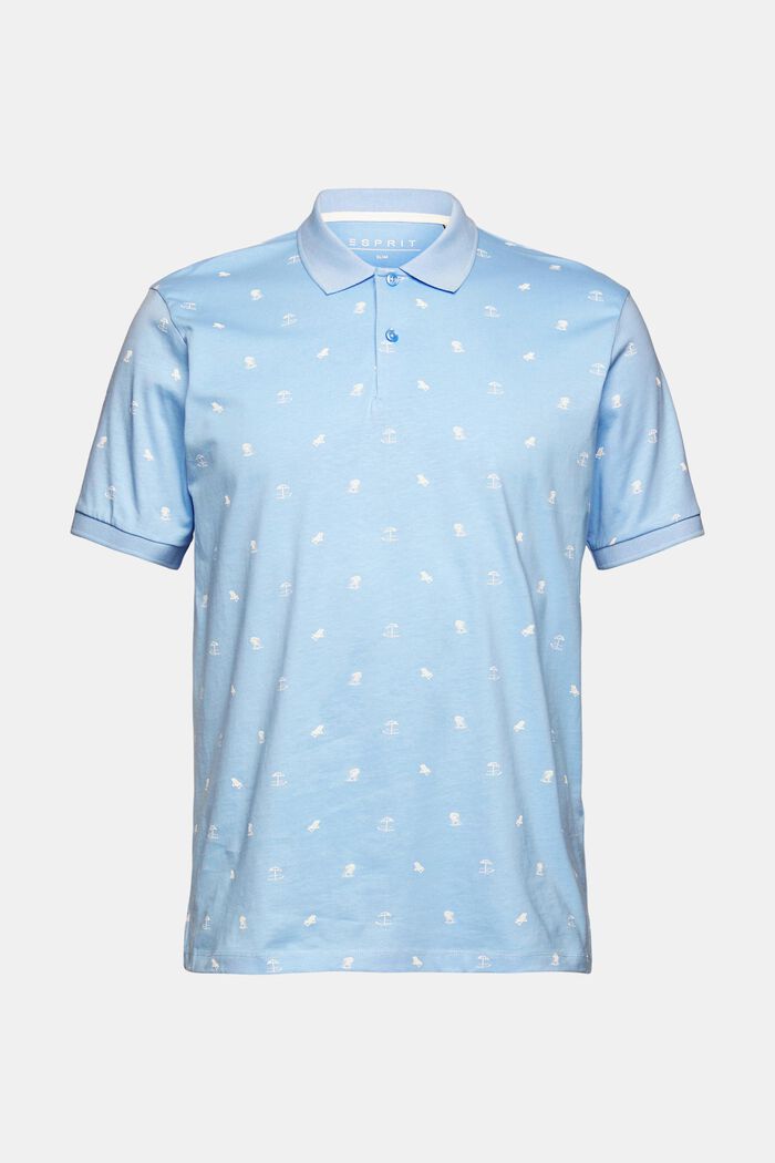 Jersey polo shirt with a print, LIGHT BLUE, detail image number 6