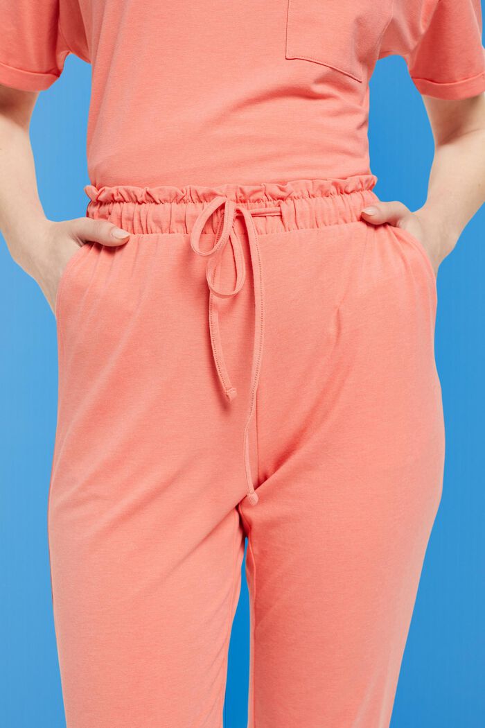 Jersey trousers with elasticated waistband, NEW CORAL, detail image number 2