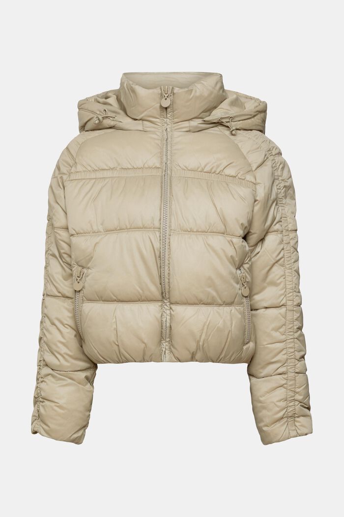 Quilted jacket with detachable hood, PALE KHAKI, detail image number 2