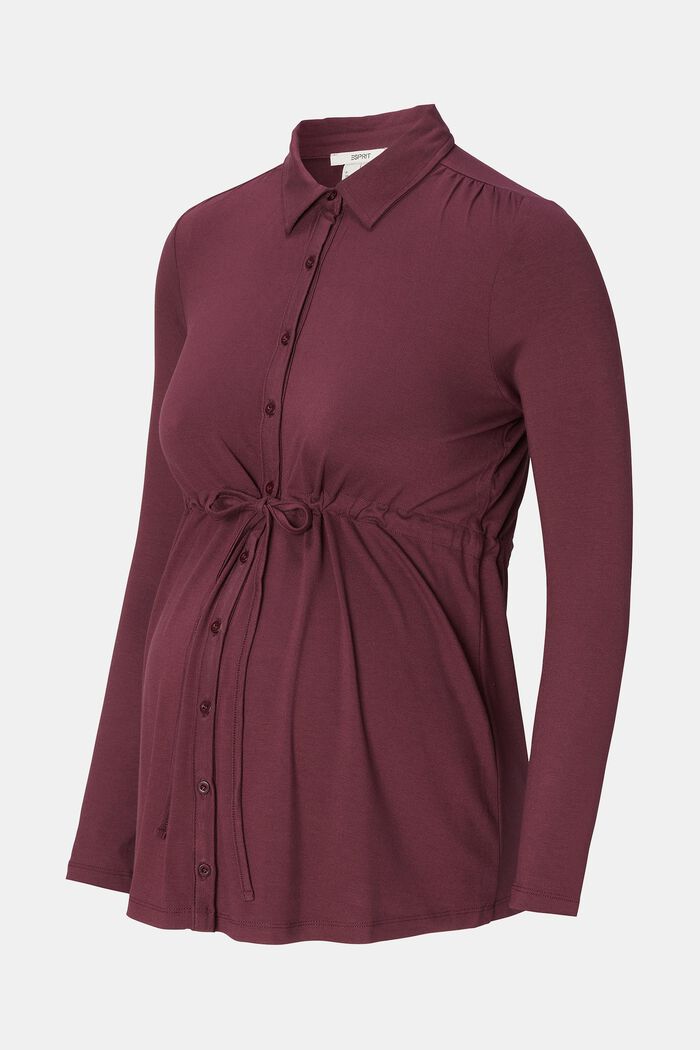 Long-sleeved jersey blouse, LENZING™ ECOVERO™, PLUM BROWN, detail image number 2