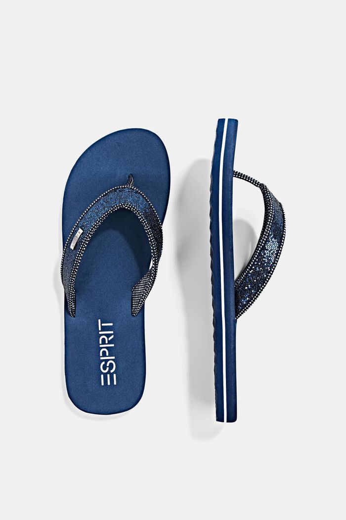 Flip Flops with glittery straps, NAVY, detail image number 1