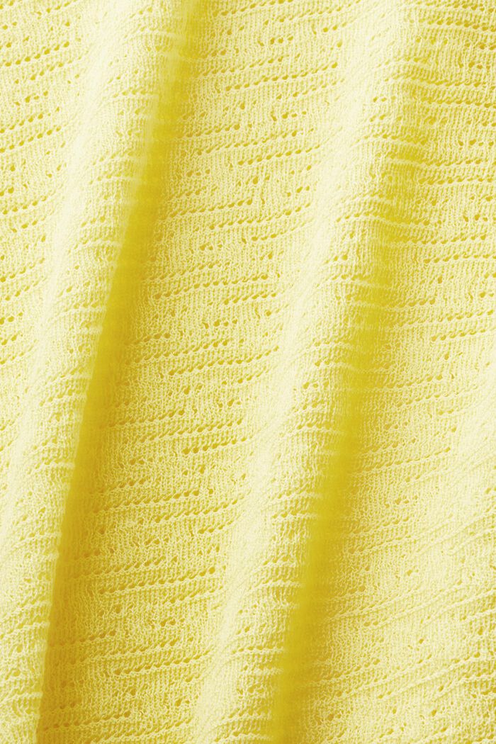 Pointelle Short-Sleeve Sweater, PASTEL YELLOW, detail image number 4