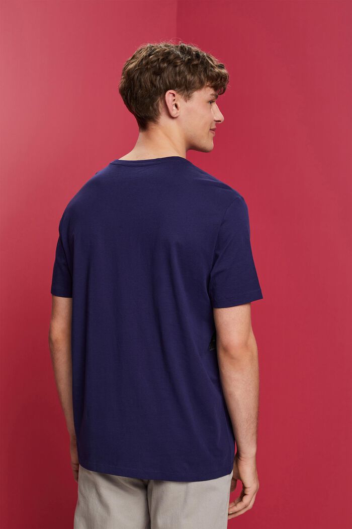 Crewneck t-shirt with print, 100% cotton, DARK BLUE, detail image number 3