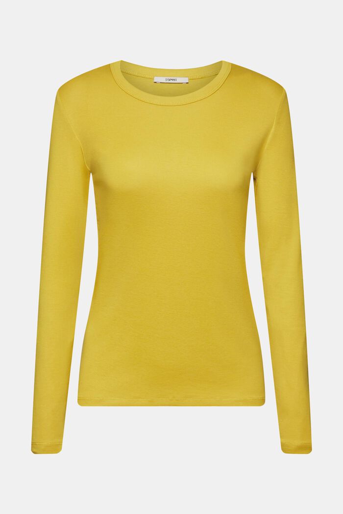Long-sleeved cotton top, DUSTY YELLOW, detail image number 7