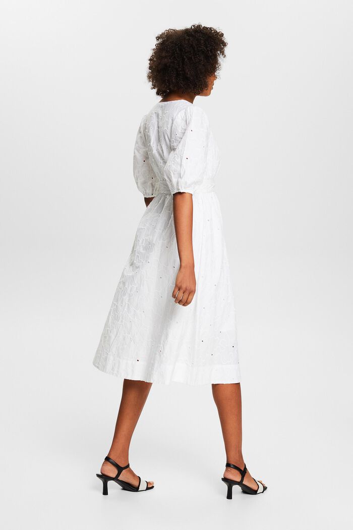 Belted Puff Sleeve Midi Dress, WHITE, detail image number 2