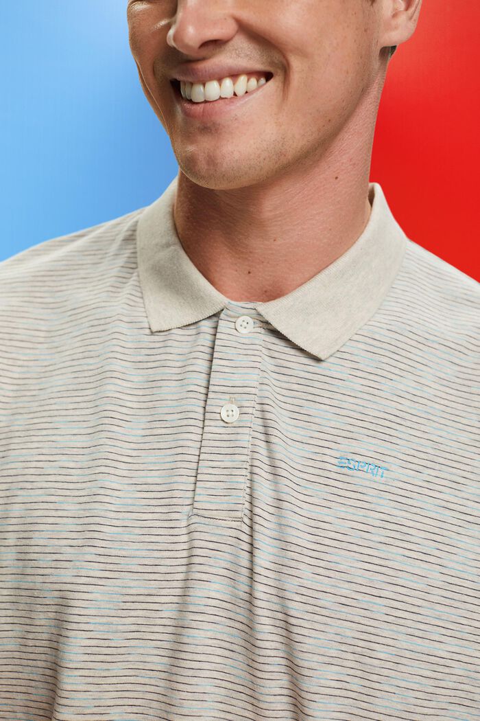 Fine stripe mélange polo shirt, TURQUOISE, detail image number 2