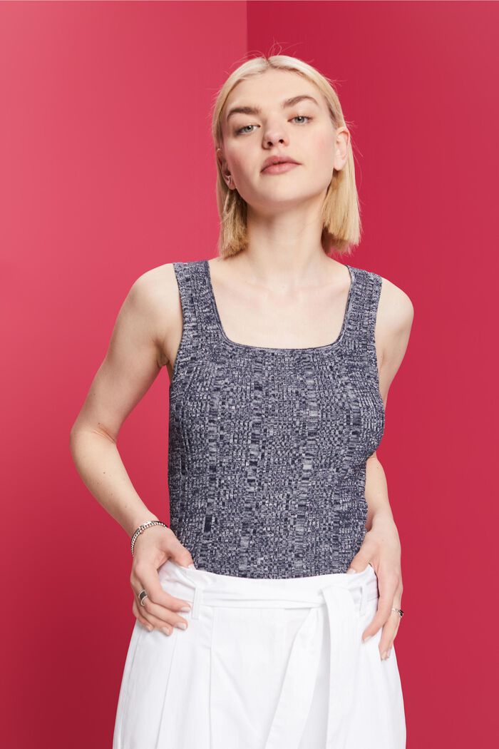 Sleeveless knit top with LENZING™ ECOVERO™, NAVY, detail image number 0