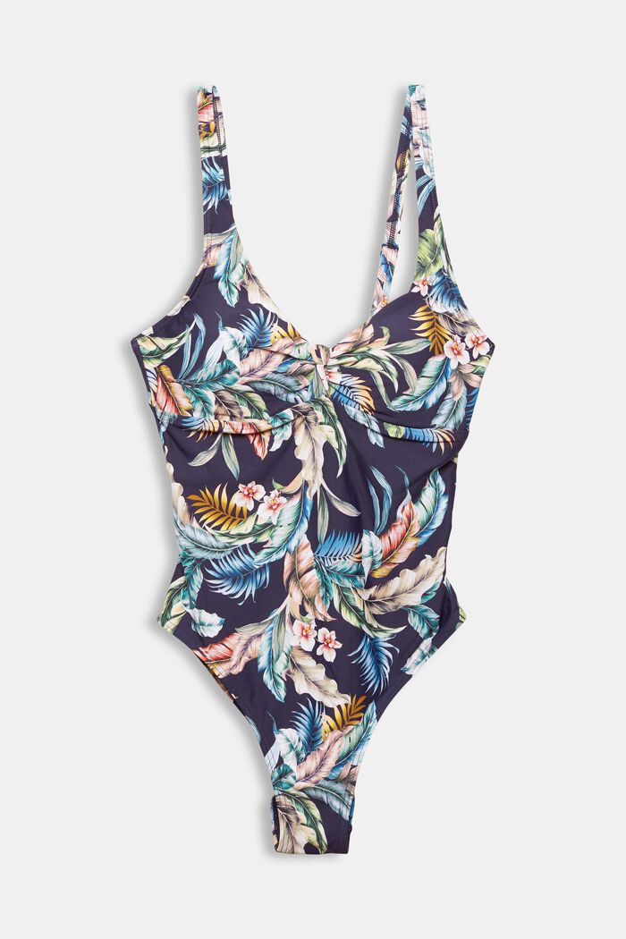 Made of recycled material: tropical print swimsuit