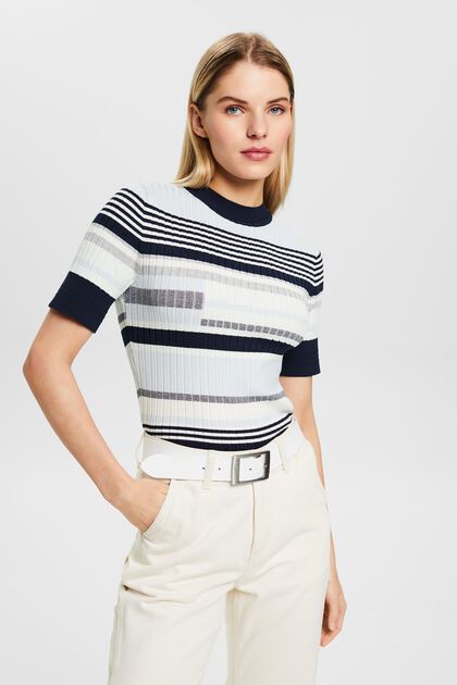 Short-Sleeve Intarsia Sweater
