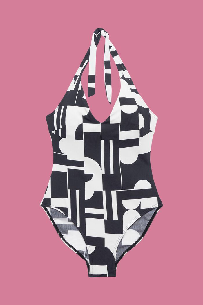 ESPRIT - Halterneck swimsuit with retro print at our online shop