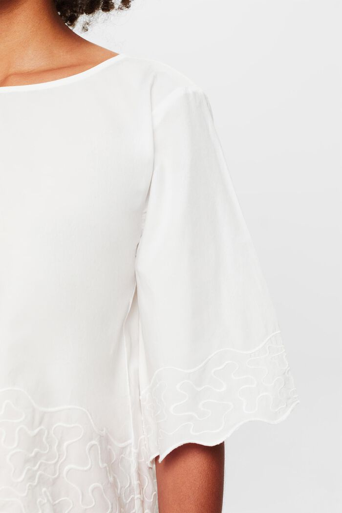 Embroidered Bell Sleeve Blouse, OFF WHITE, detail image number 3