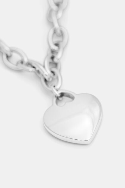 Bracelet with heart charm, stainless steel