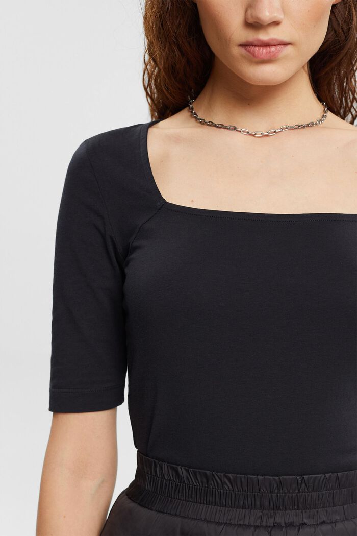 Top with square neckline, BLACK, detail image number 2