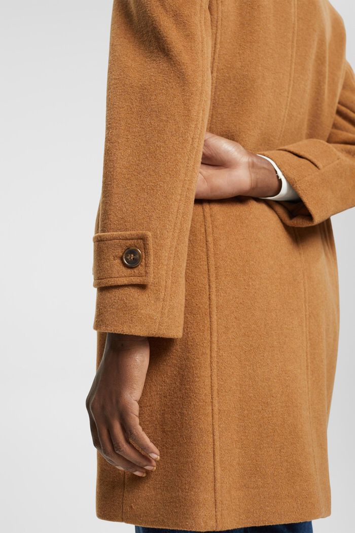 Double breasted wool blend coat, CARAMEL, detail image number 4
