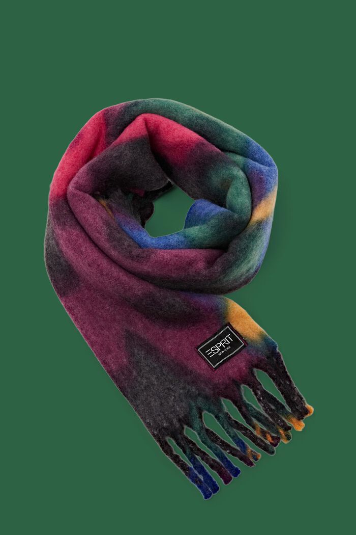 Multi-Colored Brushed Knit Scarf, BLACK, detail image number 0