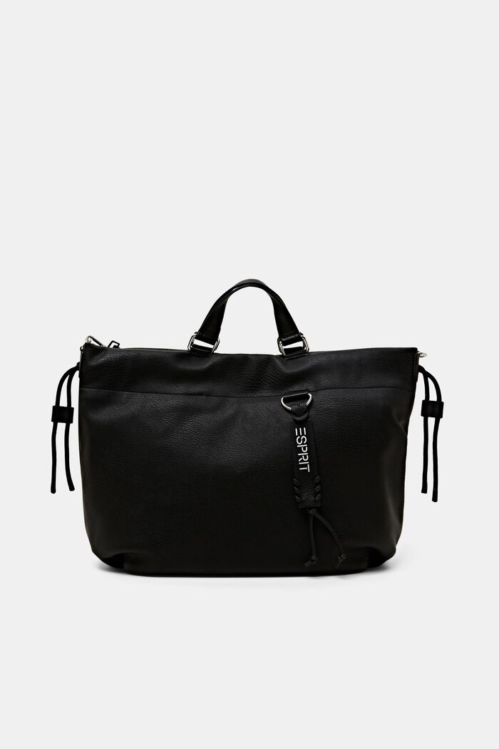 Big faux leather tote bag, BLACK, detail image number 0